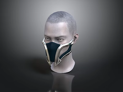 Metallic Face Mask With Black Accents On Head Model 3d model