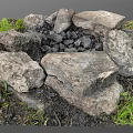 Natural Garden Ornament With Stone Circle Charcoal Center And Green Grass