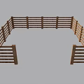 Wooden Circular Fence Structure With Horizontal Vertical Slats For Outdoor Use
