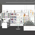 Bright Modern Specialty Store Interior With White Display Shelves And Product Displays