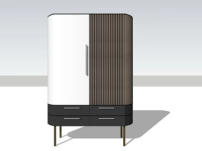Modern Sleek Storage Cabinet With Black White Design Drawers And Legs 3d model
