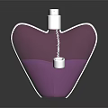 Sculpture Carving of Heart Shaped Perfume Bottle in Transparent Glass with Purple Liquid Silver Sprayer and Pendant