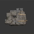 Modern Stacked Gray Stone Structure With Light Sand Areas 3d model