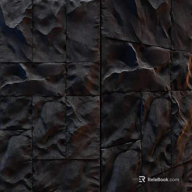 Black Textured Stone Wall with Irregular Stones Mosaic Pattern and Rustic Textural Surface Design 3d model