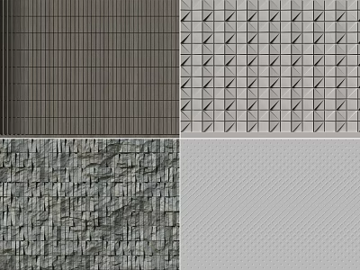 Textured Background Wall Designs With Grid Diagonal Stone And Dot Patterns 3d model