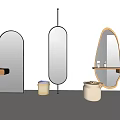Modern Vanity Tables With Various Shaped Mirrors Wooden Tops And Accessories