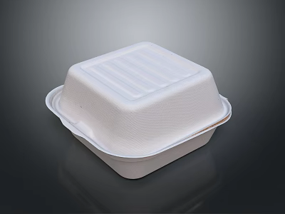 White Foam Disposable Tableware Set With Lid For Takeaway Food Packaging 3d model