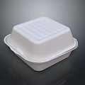 White Foam Disposable Tableware Set With Lid For Takeaway Food Packaging 3d model