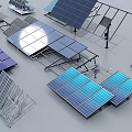 Industrial Solar Equipment Featuring Various Panel Types And Mounting Structures 3d model