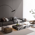 Modern Italian Sofa Combination Sofa Coffee Table Combination Leather Sofa Multi-Person Sofa Single Sofa Living Room Sofa 3d model