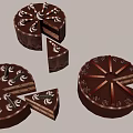Delicious Chocolate Cake With Sliced Pieces Cream Swirls And Decorative Toppings