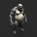Fierce Monster Game And Movie Character With Spiked Back Bulky Muscular Build And Tattooed Body 3d model