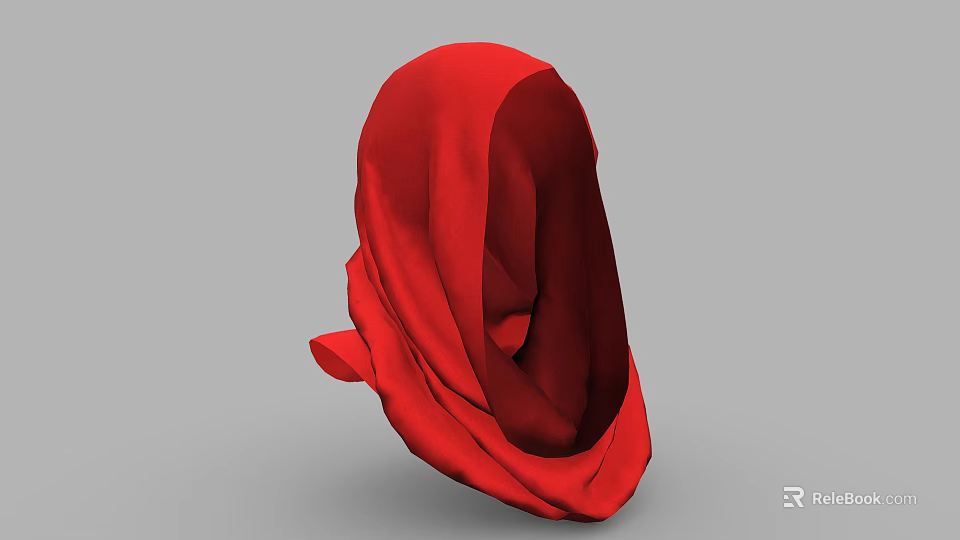 Vibrant Red Headscarf 3D Model With Detailed Silk Drapery And Gray Backdrop 3d model 