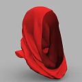 Vibrant Red Headscarf 3D Model With Detailed Silk Drapery And Gray Backdrop