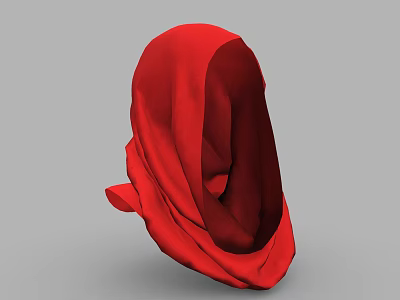 Vibrant Red Headscarf 3D Model With Detailed Silk Drapery And Gray Backdrop 3d model