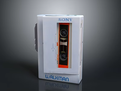 Sony White Walkman Cassette Player in Retro Computer Technology Collection 3d model