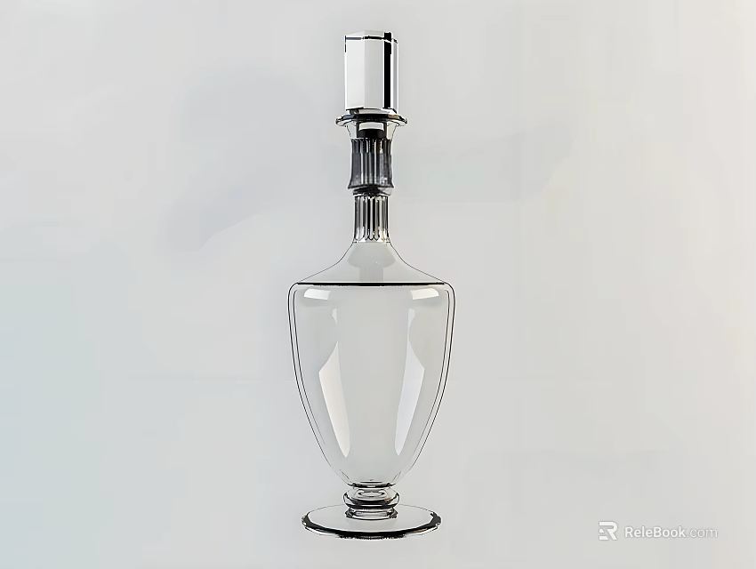 Clear Glass Decorative Bottle With Elegant Transparent Design And Sleek Shape 3d model 