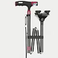 Medical Device Red Adjustable Walking Crutches With Various Stable Base Designs For Support 3d model