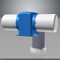 Blue Mechanical Component With White Cylindrical Parts And Spiral Base Structure 3d model