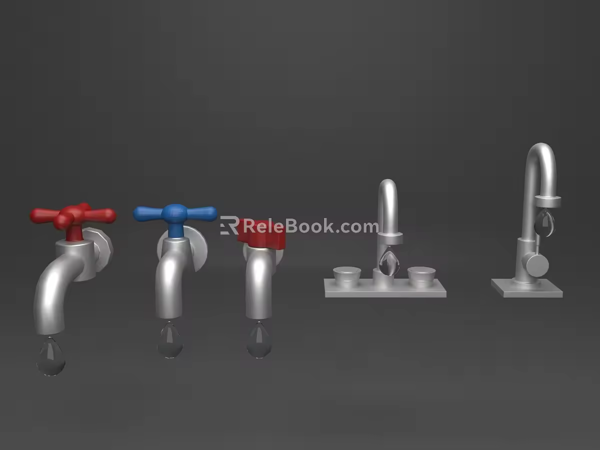 Faucet switch hardware cartoon Q version of water 3d model
