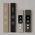 Modern Elevator Control Panels In Various Colors With Floor Numbers And Arrows 3d model