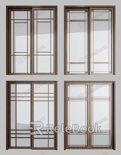 New Chinese style sliding door sliding door combination model