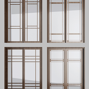 New Chinese style sliding door sliding door combination 3d model