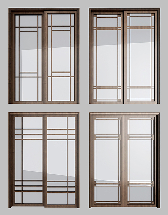 New Chinese style sliding door sliding door combination 3d model