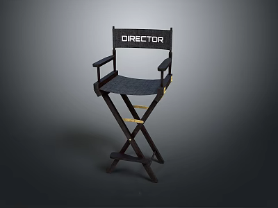 Wooden Frame Director Chair With Black Seat Armrests And Foldable Design 3d model