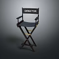 Wooden Frame Director Chair With Black Seat Armrests And Foldable Design