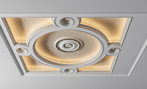 European-style chandelier ceiling line 3d model