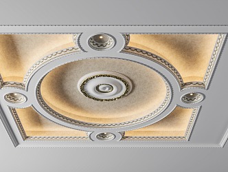 European-style chandelier ceiling line 3d model