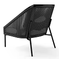 Modern Accent Chair With Black Metal Frame Woven Design And Light Gray Seat Cushion