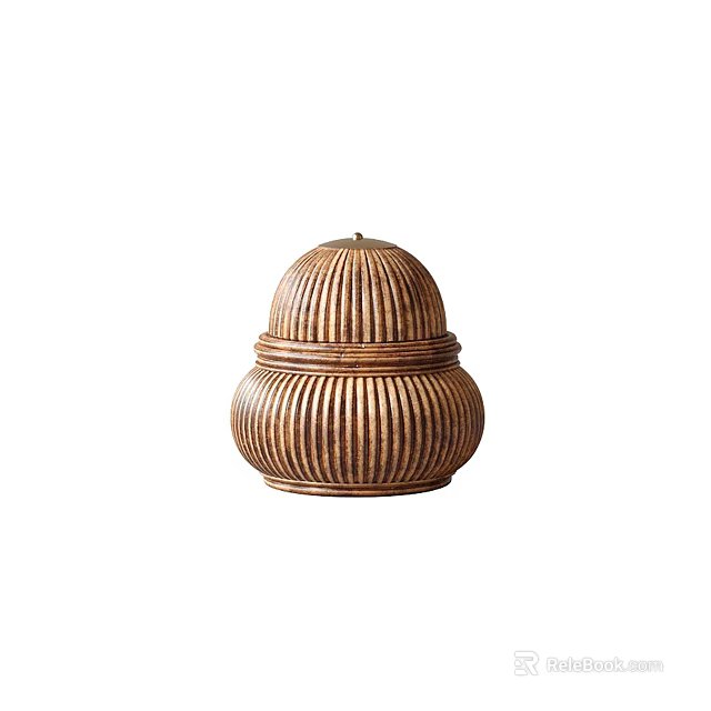 Natural Bamboo Woven Floor Lamp With Round Dome Vertical Striped Design For Interior Decor 3d model 