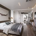 Modern Hotel Guest Room Interior With Twin Beds Wooden Flooring And Decorative Paintings