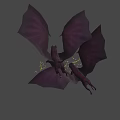 Game Movie Character Red Dragon With Large Wings Flying And Yellow Light Spots