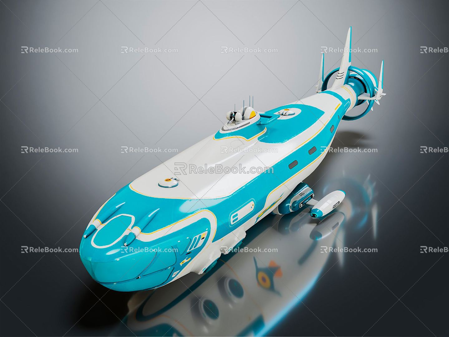 Modern Submarine Cartoon Submarine 3d model