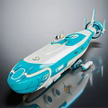 Advanced Military Submarine Weapon With Blue And White Design And Missile System Equipment