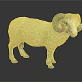 Green Sheep Statue With Blue Curved Horns White Face On Dark Reflective Surface