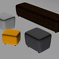 Stylish Sofa Stools Set With Rectangular And Square Shapes In Gray Brown Yellow 3d model
