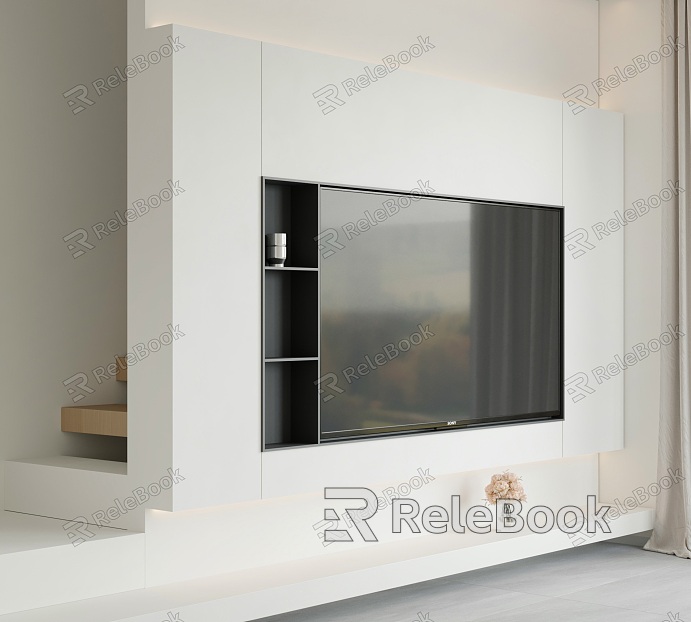 Minimalist TV Background Wall SONY TV TV Cabinet Vase Flower Metal Ornaments model