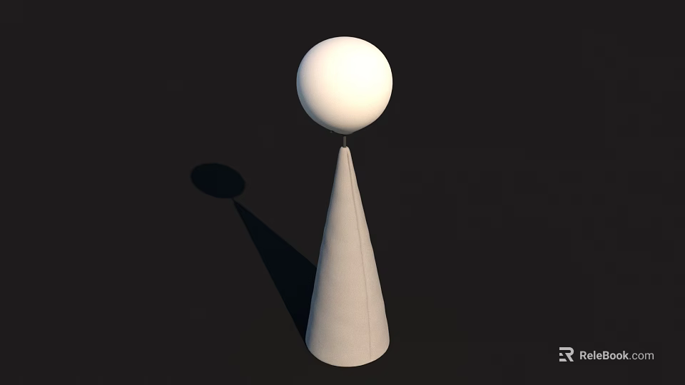 Modern White Floor Lamp With Spherical Lampshade And Conical Base Design 3d model