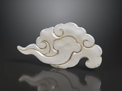 Elegant Cloud Pattern Decorative Ornament Set With White Translucent Material And Silver Trim 3d model