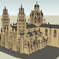 Ancient Gothic Architecture With Spires Stained Glass Windows And Arched Doorways