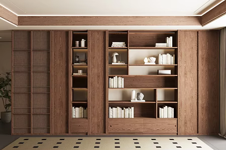 Middle Ancient Decorative Cabinet Floor Bookcase Bookshelf Ornaments Combination 3d model