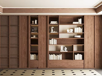 Middle Ancient Decorative Cabinet Floor Bookcase Bookshelf Ornaments Combination 3d model