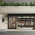 Modern Café Storefront With Hanging Green Plants Glass Windows Coffee Counter And Warm Lighting