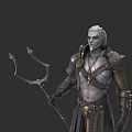 Silver Haired Armored Character With Trident And Mythical Creature Features In Fantasy Role Design
