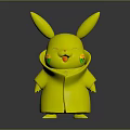 Cute Pikachu Character Wearing Black Robe With Red Cloud Patterns And Happy Expression 3d model