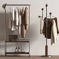 Modern Floor Standing Coat Racks with Shelf and Multi Hook Hanging White Beige Brown Clothes